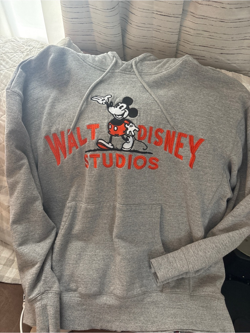 Disney 100 Gray Crewneck Sweatshirt with Red Walt Disney Studios Logo